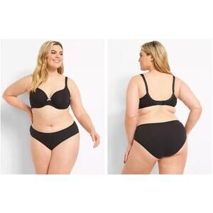 Cacique Lane Bryant Black Cotton Lightly Lined T-Shirt Full Coverage Bra 46DD